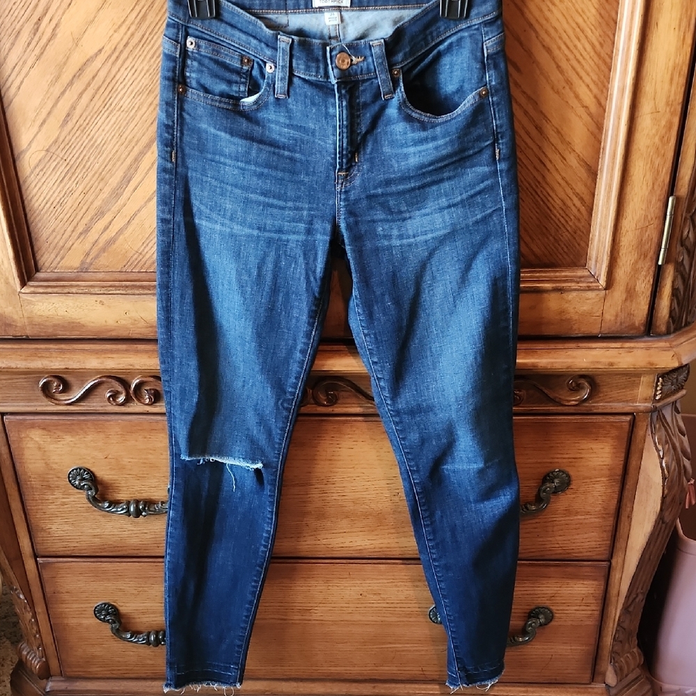 J. Crew Toothpick Dark Wash Released Hem Jeans 26